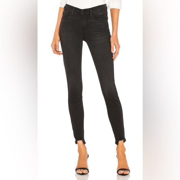 Frame Skinny Jeans Le Skinny De Jeanne Black Frayed Hem Modal Blend 29x28.5 Soft - Picture 1 of 7
